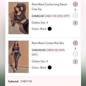 Crochet crop top and skirt from Pretty Little Thing